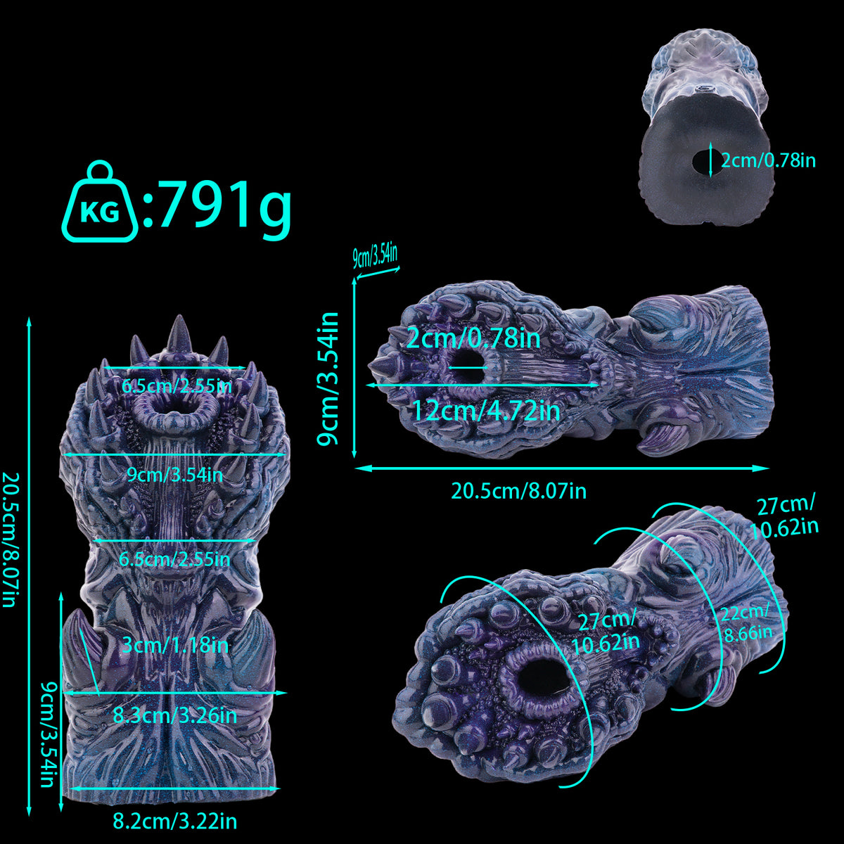 Pocket Pussy Xenowesen – Dunkler Alien-Sleeve aus Platin-Silikon für Sci-Fi-Fantasien