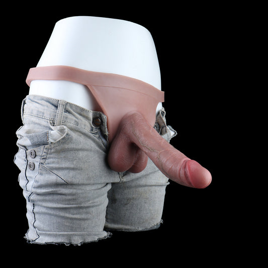 Tanga Penis Sleeve – Realistische Peniserweiterung mit Hodendetail, Venenstruktur & Hautfarbener Silikon-Tanga-Fixierung aus Platin-Silikon