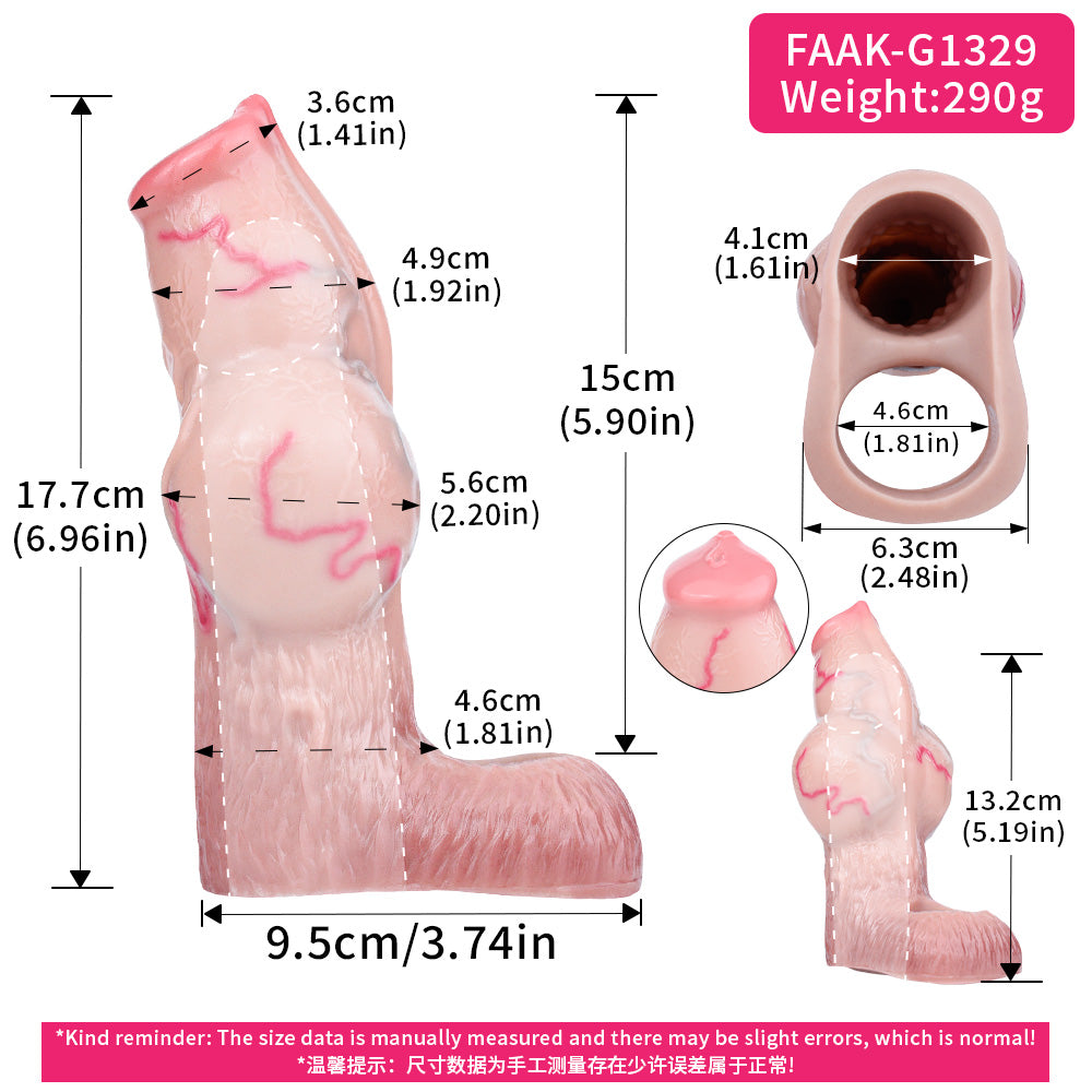 Canine Bionic Knotted Sleeve - Realistic Fantasy Penis Sleeve with Shaft Knot and Open Tip