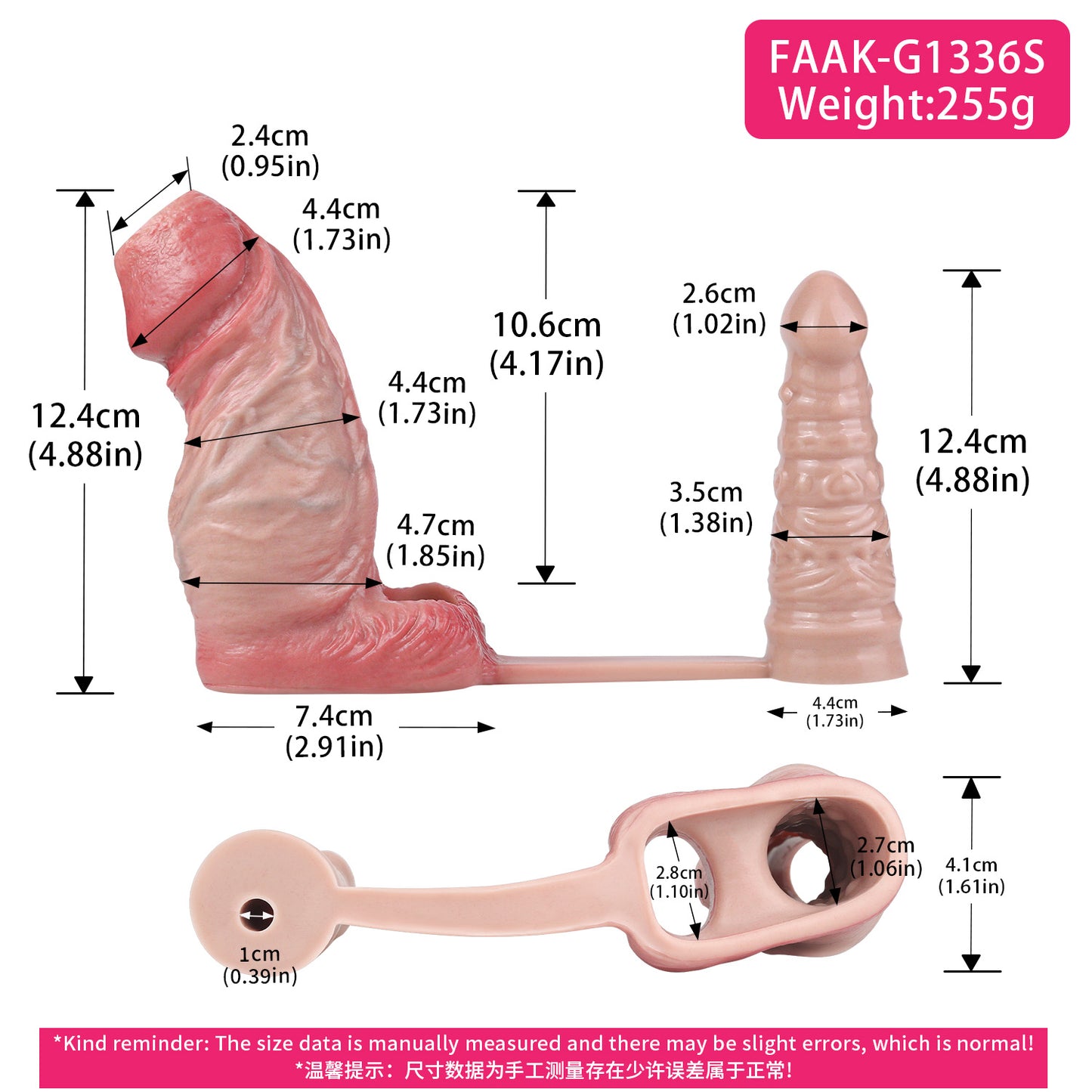 Penis Sleeve & Butt Plug Set Pfirsichrosa – Spiralrelief, Innennoppen & Vibro-Plug in S/M