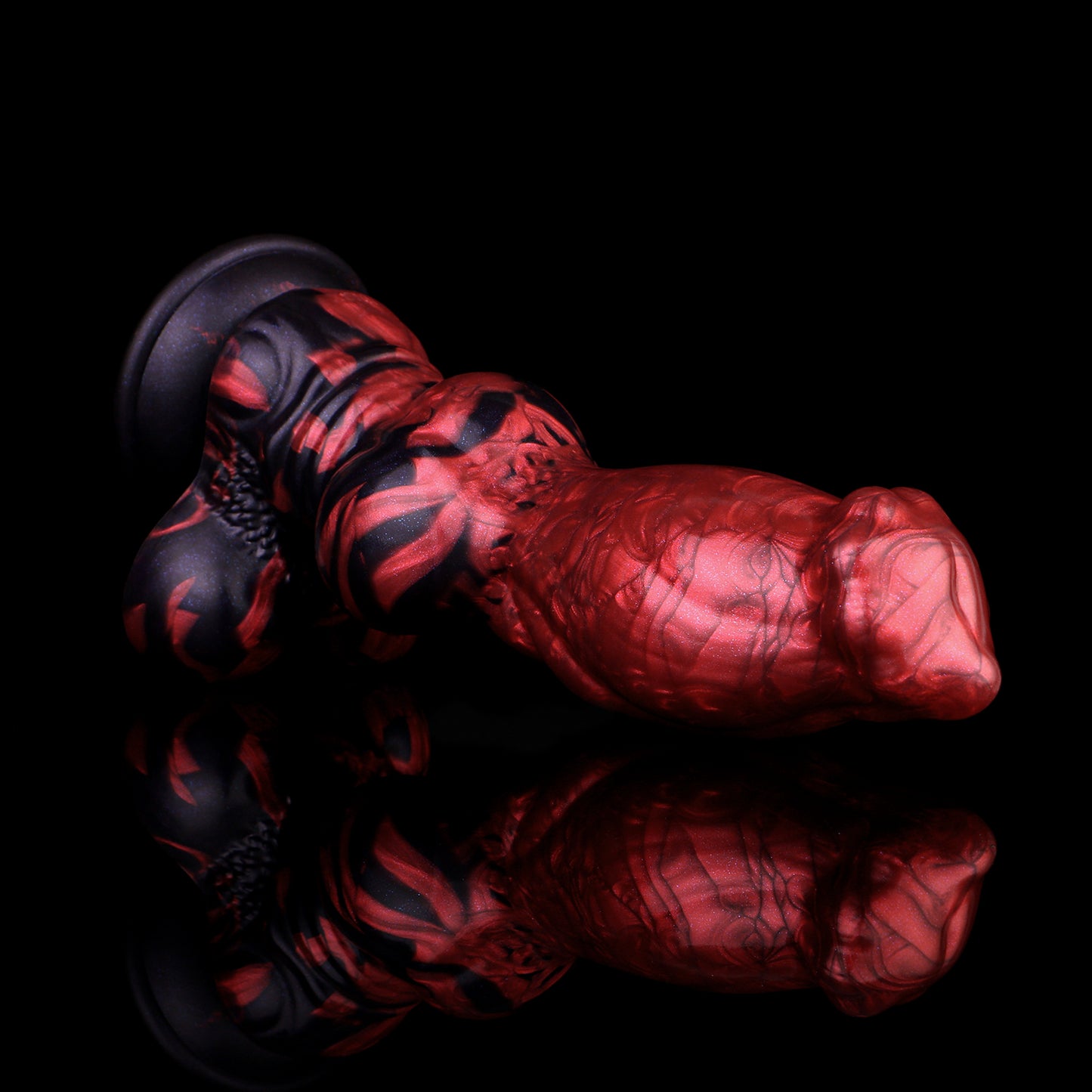 Canine Fantasy Dildo | Platinum Silicone Dog Anatomy Dildo mit Bulbus-Glandis-Expansionsknoten, Doppel-Anker-Sackkörper & Lava-Zweifarbguss – NNSX
