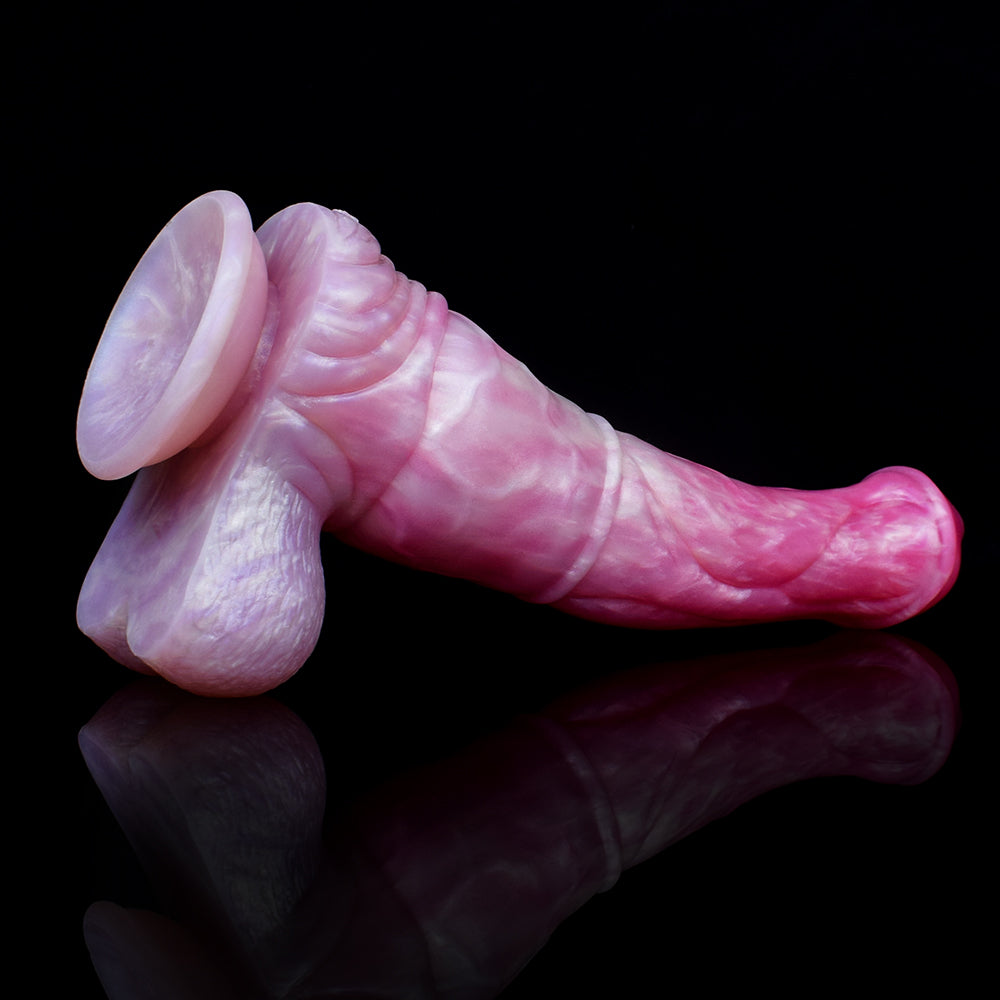 Biegsamer Huge Dildo | Platinum Silicone Realistic Dildo mit Hautfalten-Segmentierung, Blutader-Relief