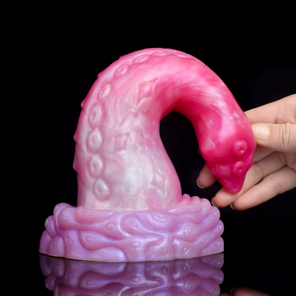 Octopus Tentacle Anal Dildo | Platinum Silicone Fantasy Dildo with Sucker Row & Octopus Crown Base
