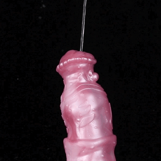 Kronenkreatur Penis Sleeve – Fächerblatt-Coronarand, Segmentierter Muskelschaft, Rosa-Violett-Farbverlauf & Spritzfunktion aus Platin-Silikon | S/M/L