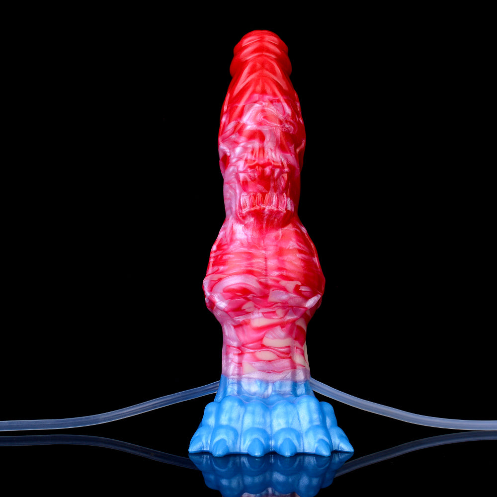 Feuerflammen Eisgletscher Fantasy Dildo - Aufblasbarer Knot Schuppentextur Injizierend for Kontrollierte Extremdehnung
