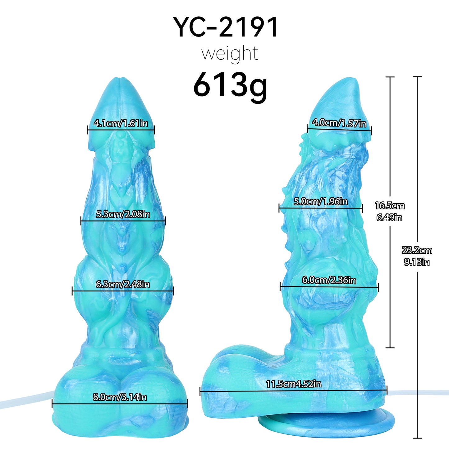 Eisblauer Drachen-Fantasy Dildo – Schaft mit Squirt-Funktion | Platin-Silikon | SilikonLust