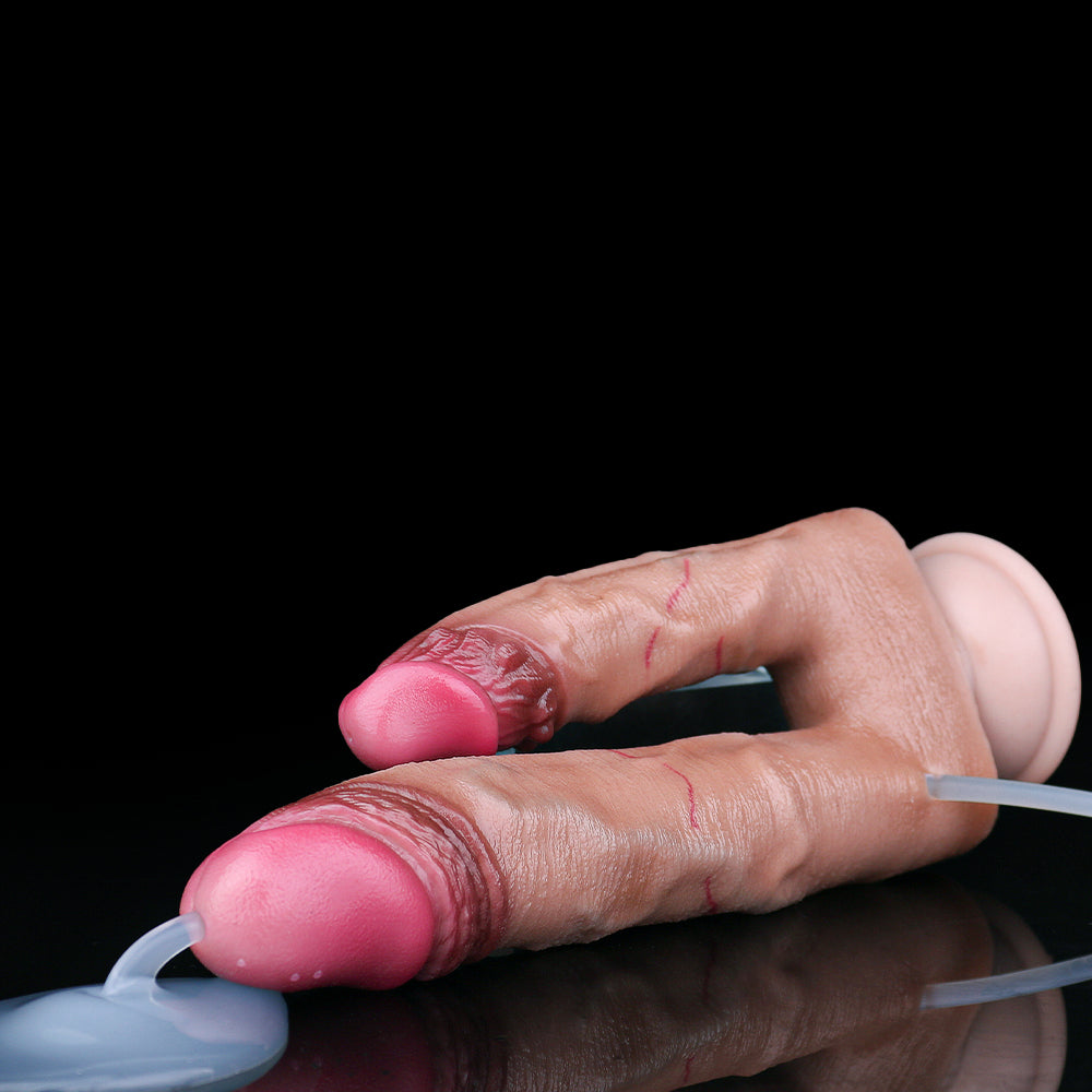 Doppel Dildo mit Squirting-System – Paralleler Dual-Schaft für Layered Stimulation und Präzisions-Flüssigkeitsabgabe