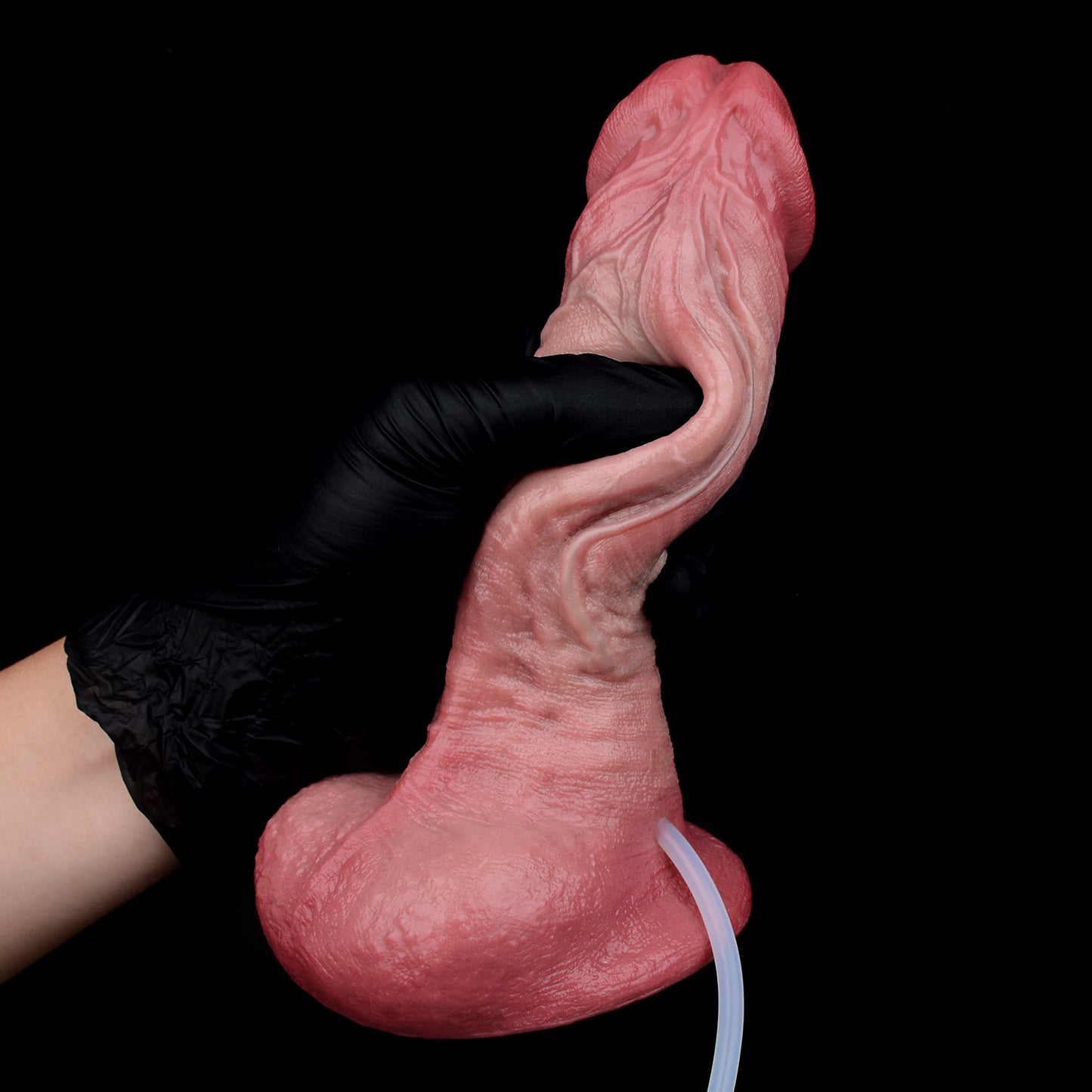 Squirting Dildo XL mit Sattelbase – C-Kurve, Hautfalten-Textur & Ejakulationsfunktion | SilikonLust
