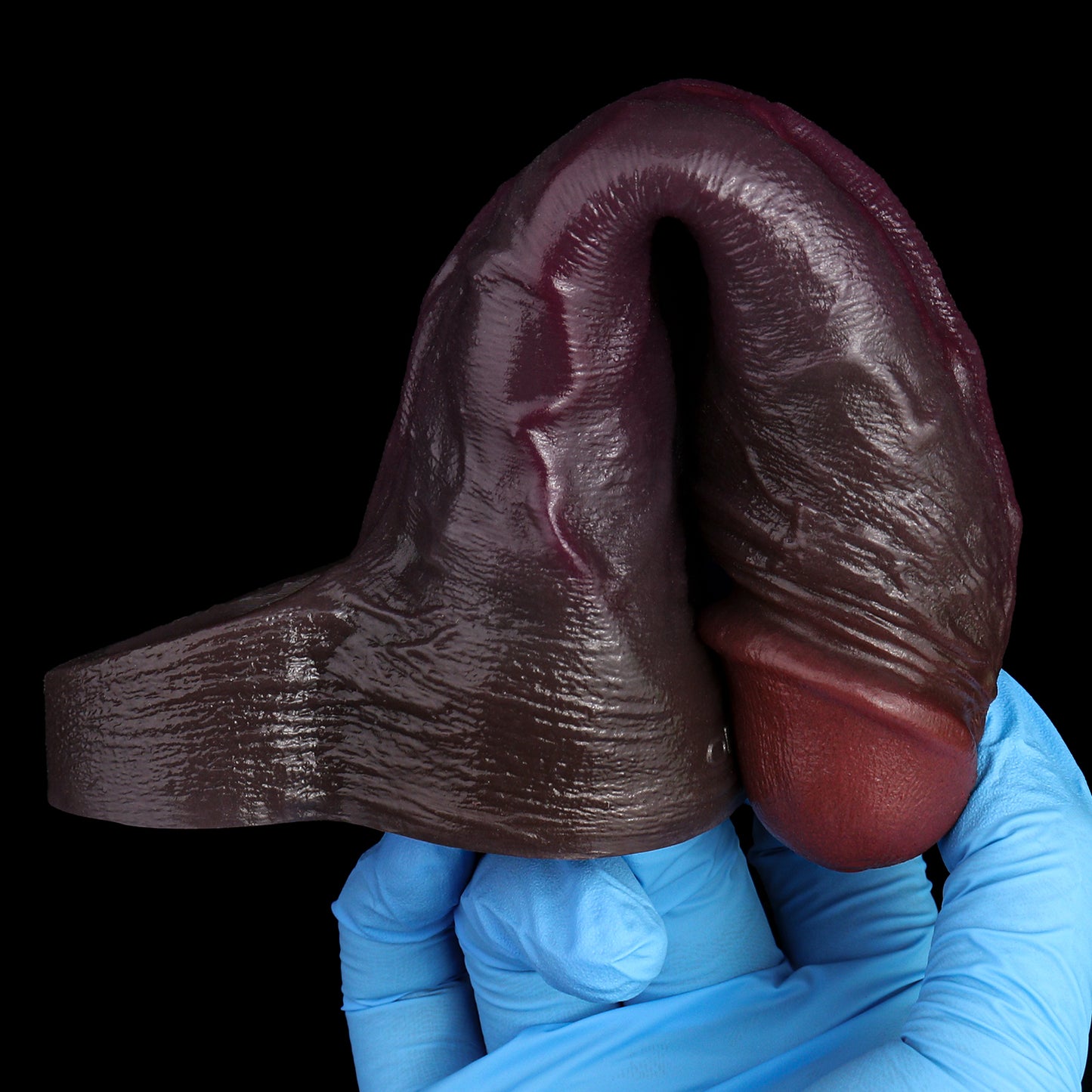 Realistic BBC Penis Sleeve | Platinum Silicone Penis Sleeve with Deep Black Skin Folds