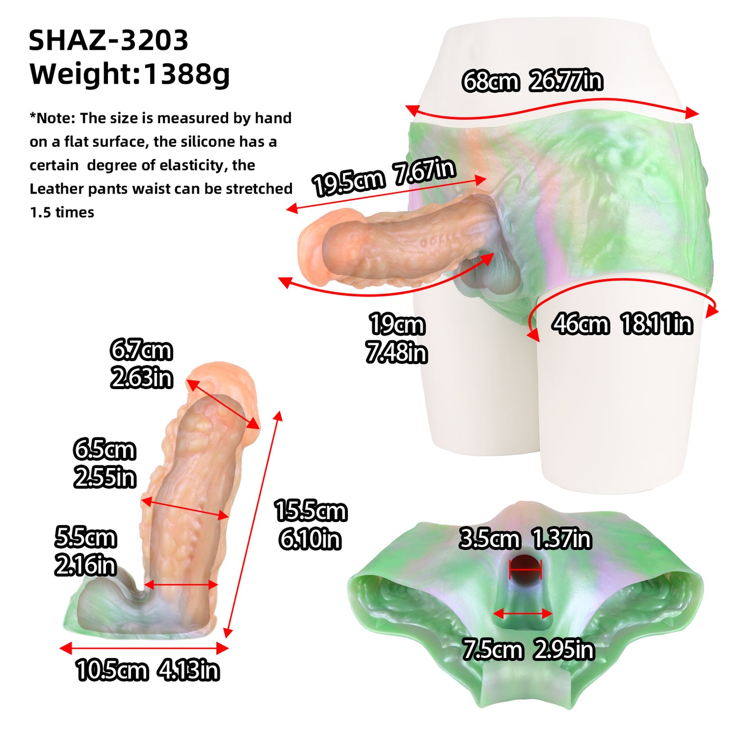 Strap-On Penis Sleeve Bitter Melon Nubs – Triple Swirl, Jade Scrotum & Wearable Fetish | Platinum Silicone | SiliconeLust