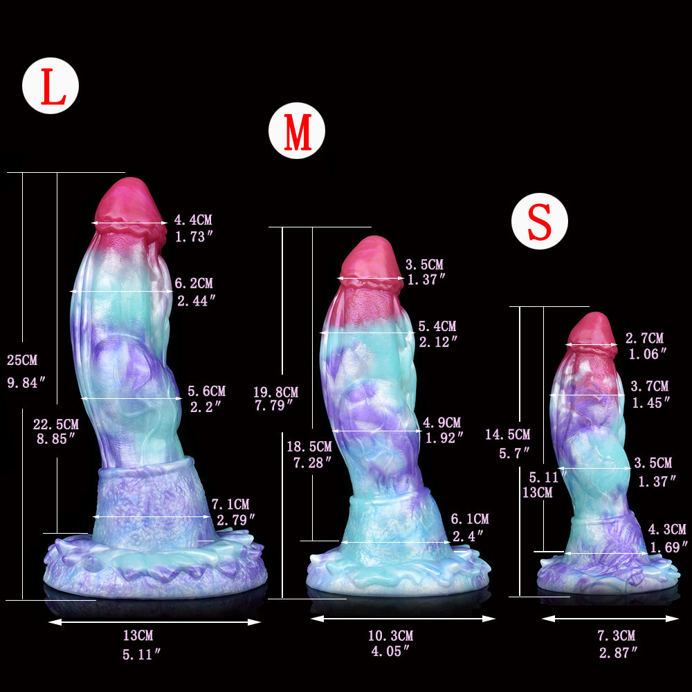 Drachen Fantasy Dildo – Galaktische Farbwelt aus Platin-Silikon