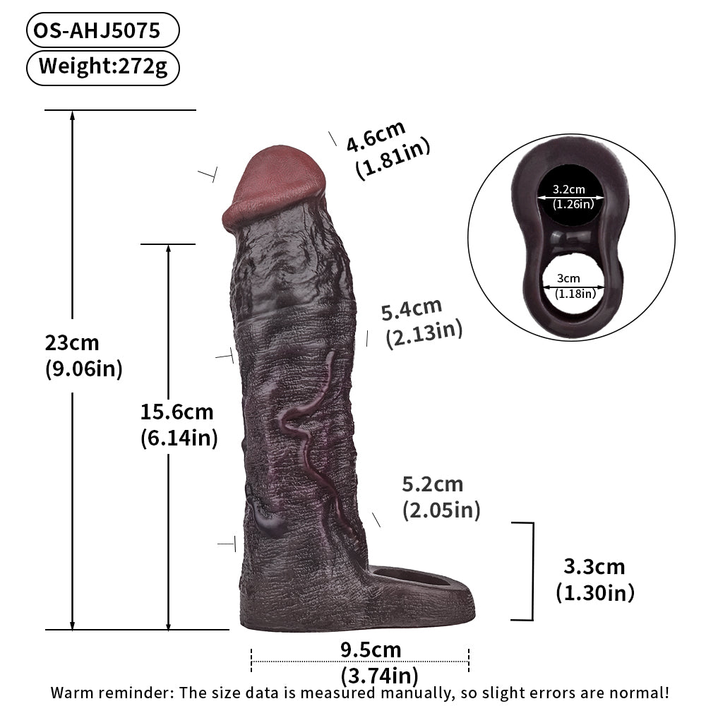 Deep Violet Black & Collectible Penis Sleeve – Sleeve with Flared Base, Single Main Vein