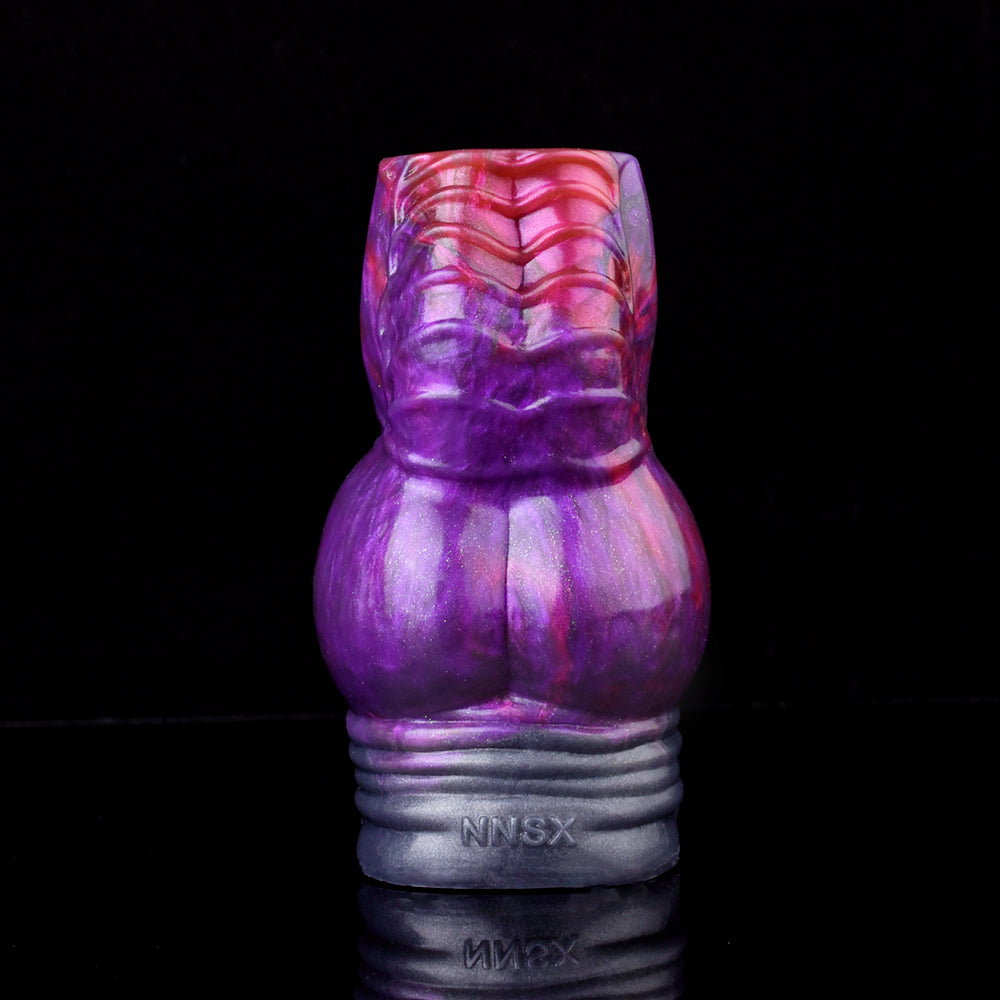 Fantasy Extender Violet-Phantom - Double Ball, V-Scaled Crown & Fork Ring | Platinum Silicone | SiliconeLust