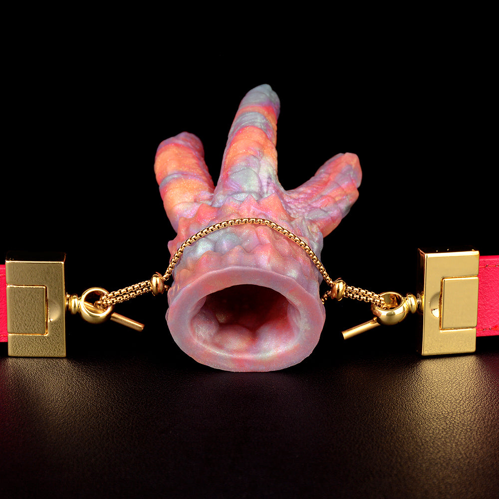 PURISM Alien Claw Fantasy Ball Gag Silikon - Mundknebel Bio-Armor Perlglanz Venezianerkette