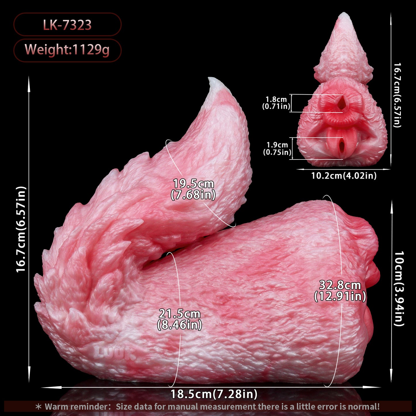 Fantasy Fox-Tail Stroker-Male Masturbator– Pinkes Platin-Silikon & Doppelkanal