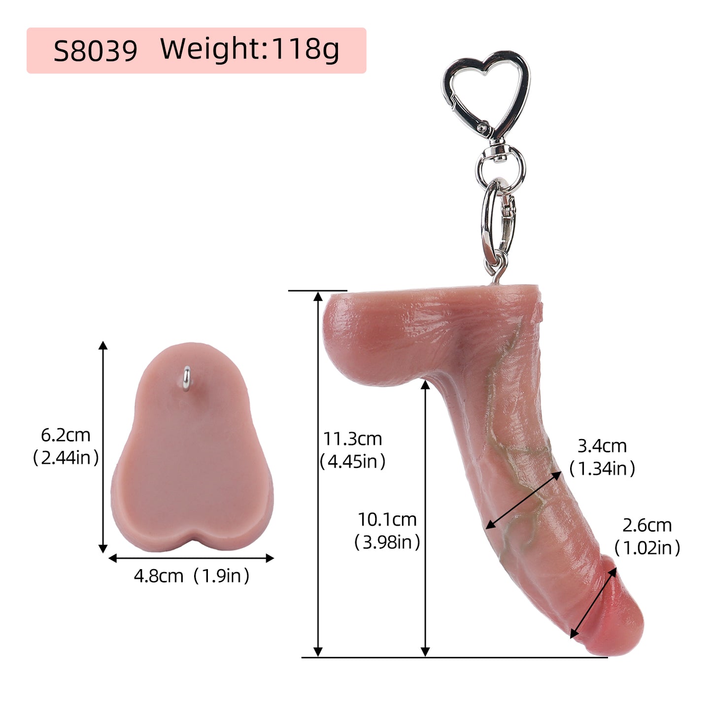 Realistischer Dildo-Schlüsselanhänger Silikon - Miniatur Dildo Venenstruktur Fidget Toy Karabiner