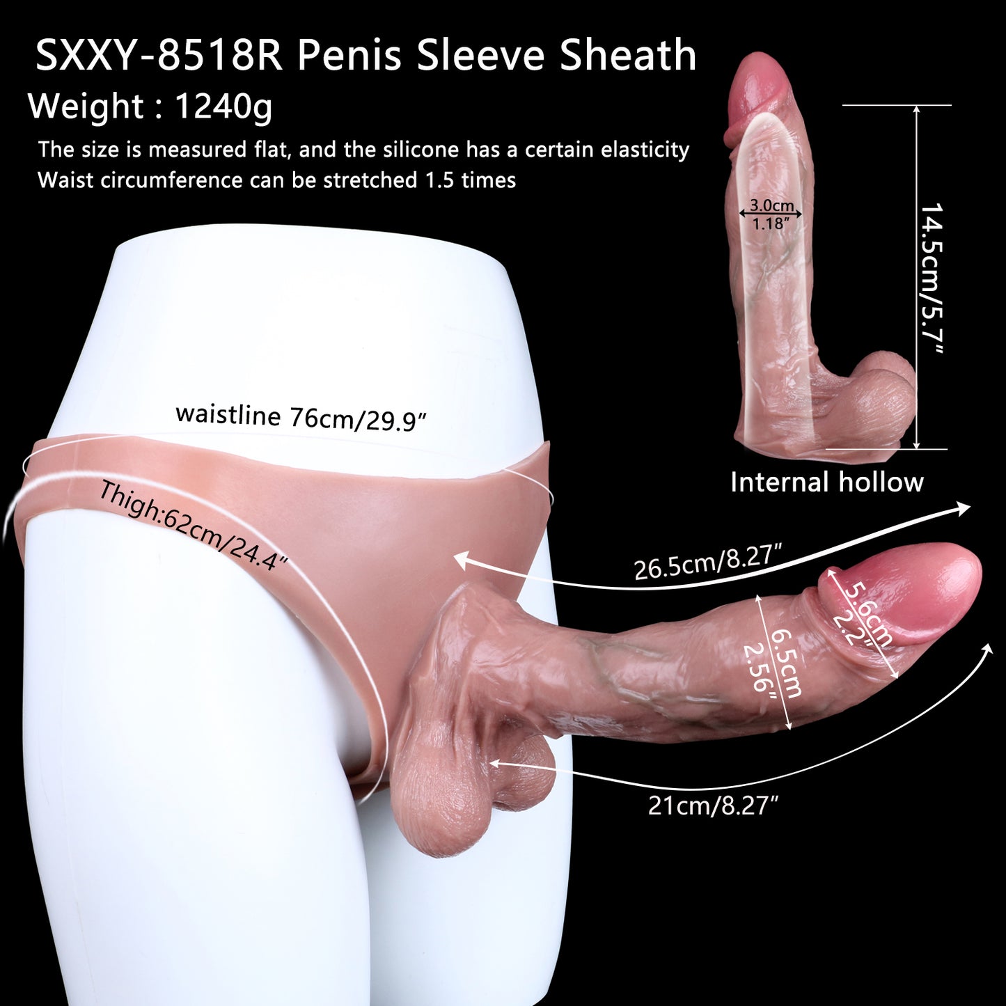 Lifelike Premium Silicone Penis Sleeve – Realistic Penis Extension Sleeve & for More Intense Couple Moments
