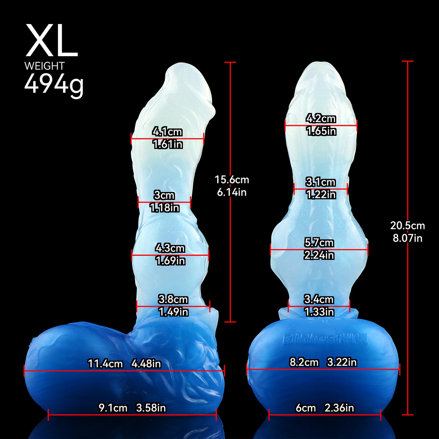Eiskristall Fantasy Dildo mit Saugnapf – Luxus Platin-Silikon Drachen-Dildo im dreifachen Ozean-Farbverlauf
