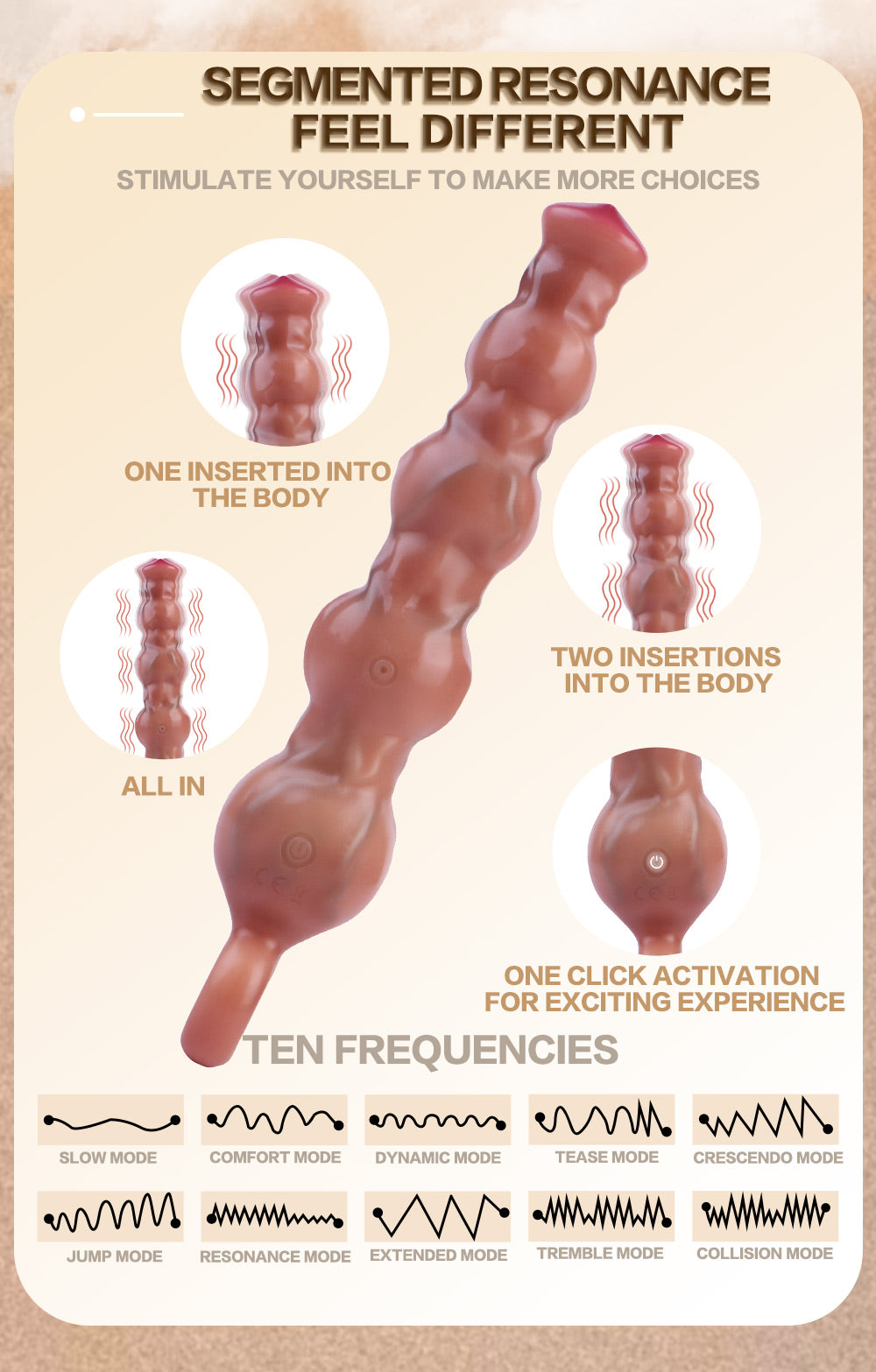 Wuchtiger Heavy Duty Anal Plug Silikon - Butt Plug Muskelknolle Textur 10 Frequenzen Vibration Zugring