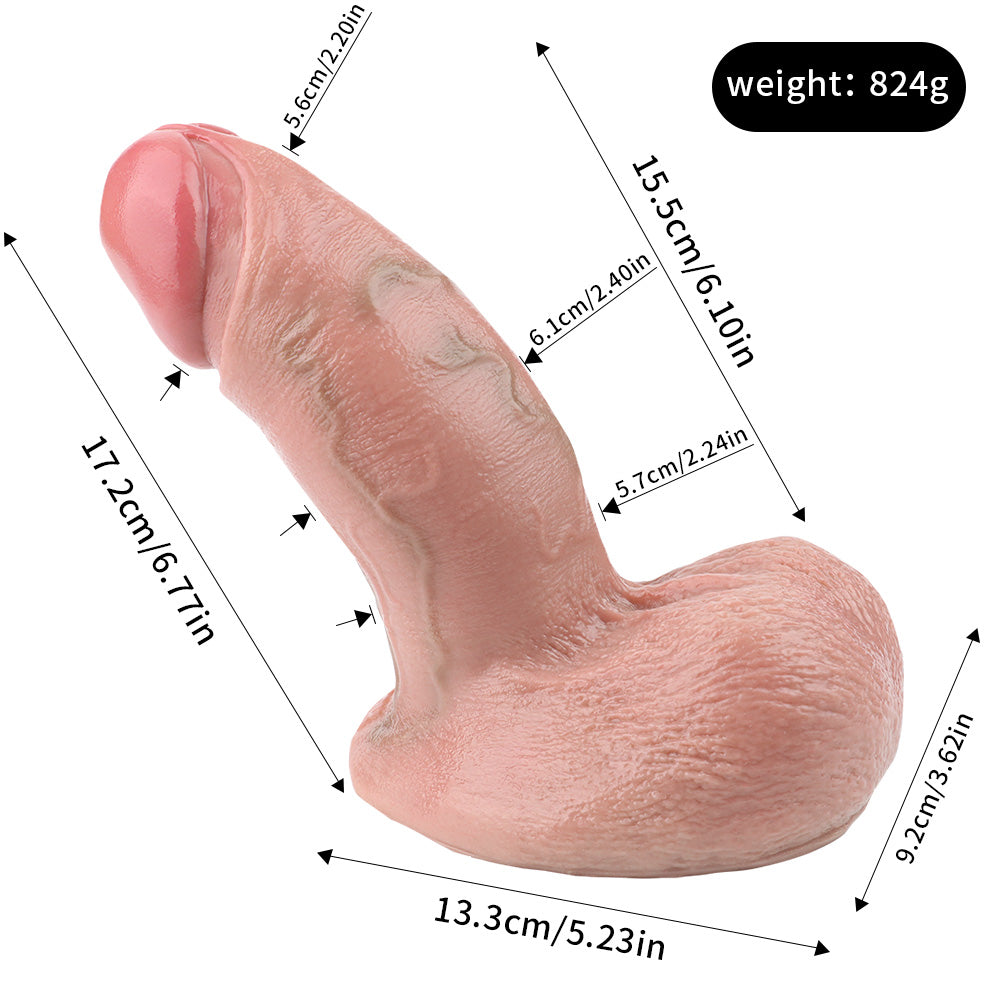 Realistic Platinum Silicone Dildo with Suction Cup & Testicles | Skin-Toned Natural Look