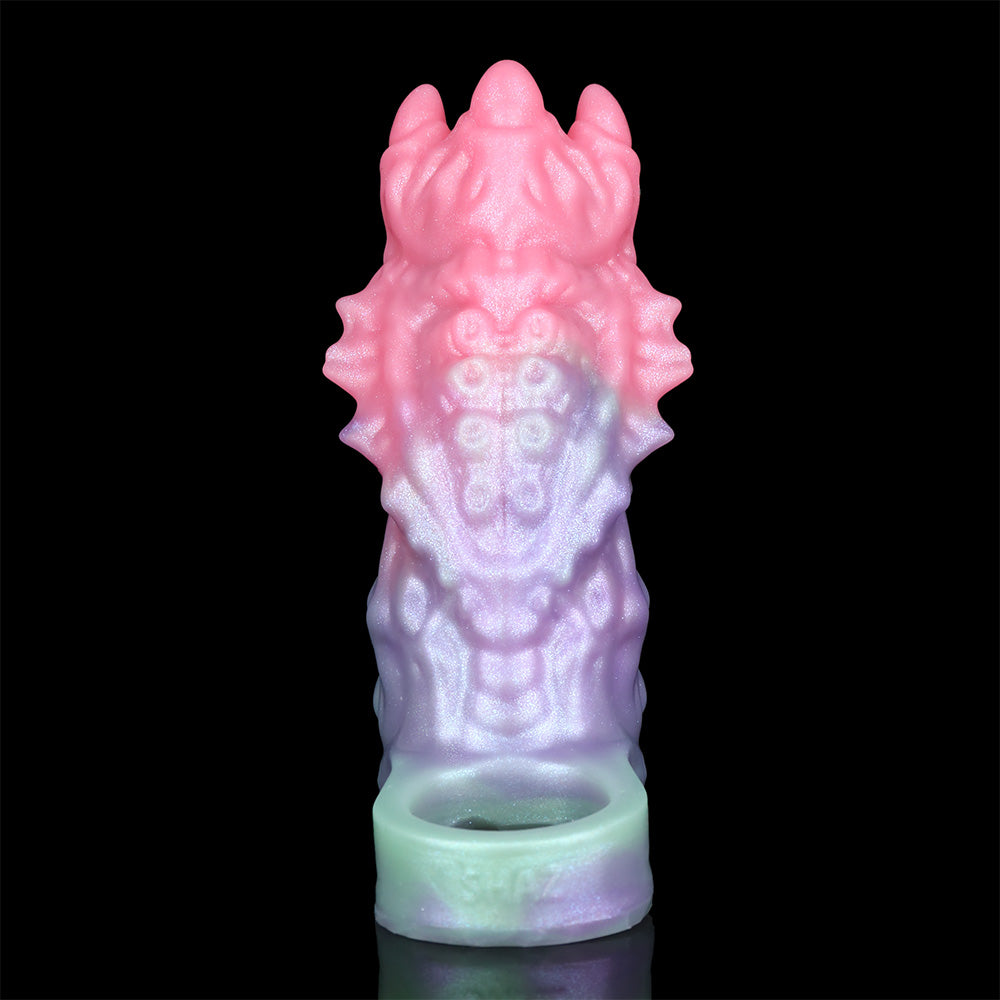 Dragon Fantasy Penis Sleeve - Fetish Dragon Scale Pearlescent Platinum Silicone | SilikonLust
