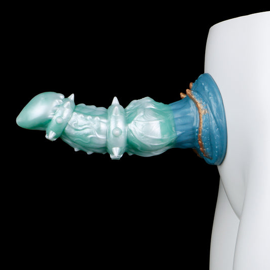 Ice Dragon from the Deep: Platinum Silicone Dragon Dildo – Inflatable, Spiked & with Suction Cup