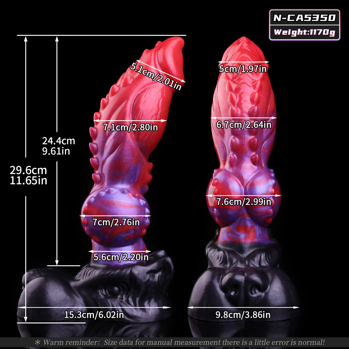 Rot-Lila Dog Dildo – Knöchel-Widerhaken, Knotted-Kugel, Schwarzgrauer Hundekopf-Sockel & Doppelball-Saugnapf aus Platin-Silikon