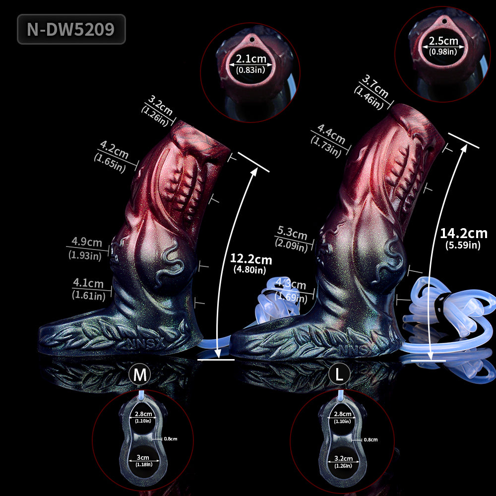 Kosmische Alien Penis Sleeve – Zweifarbiges Glitzer-Design mit Spritzfunktion & 2 Größen