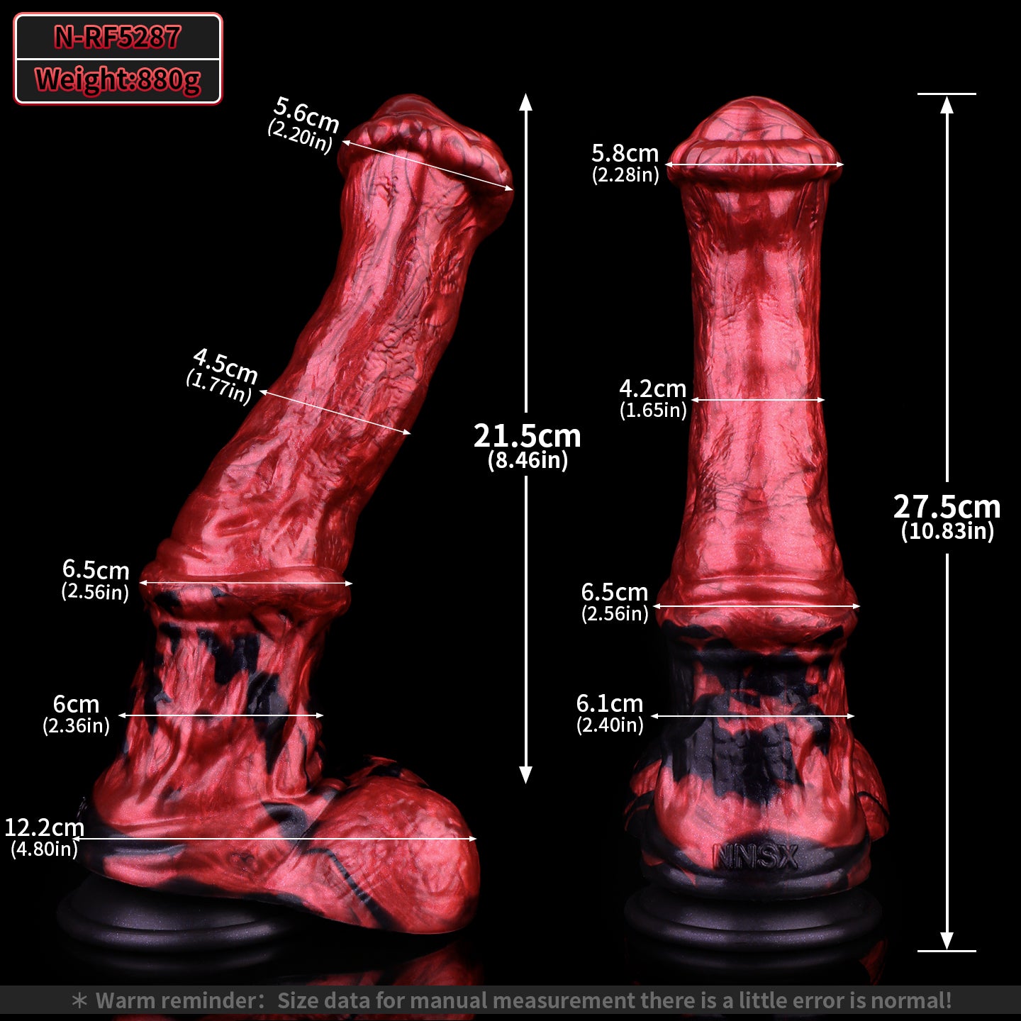Dunkles Fantasy Faust-Dildo | Platinum Silicone Smooth Surface Dildo mit Realistischer Faust-Spitze