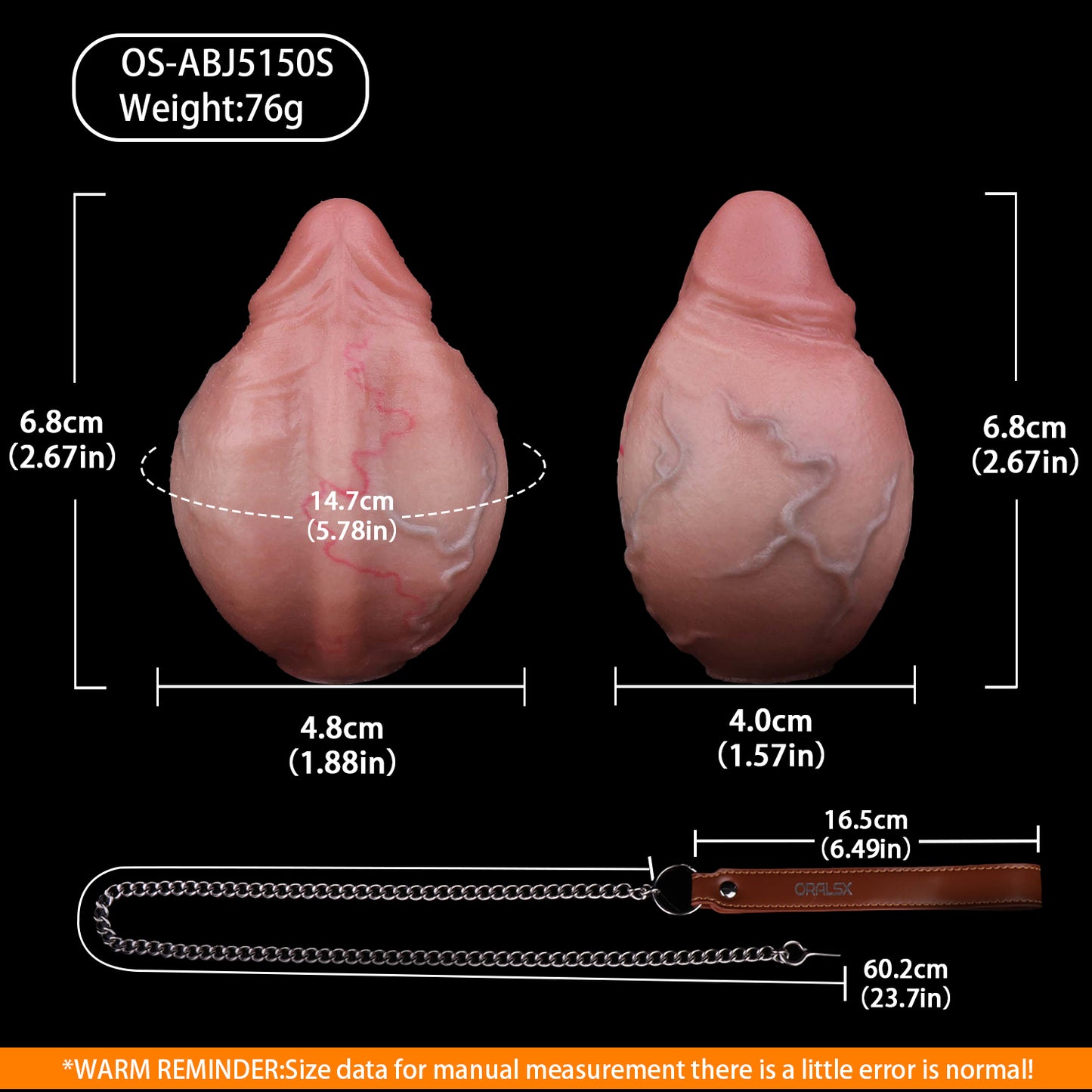 Realistischer Butt Plug in Penisform – Hodenhaut-Textur, Venenrelief & Abnehmbare Stahlkette aus Platin-Silikon (S/L)