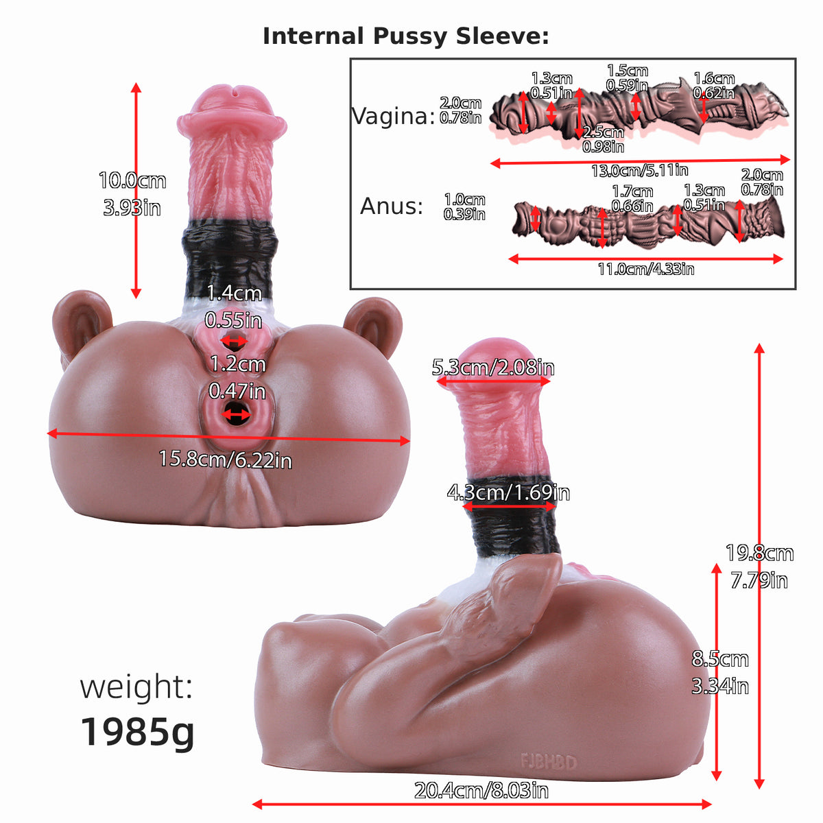 Zentaur Silikon Sexpuppe Torso: Realistisches Futa-Sextoy (Braun) für Solo-Sex & Erotisches Vorspiel