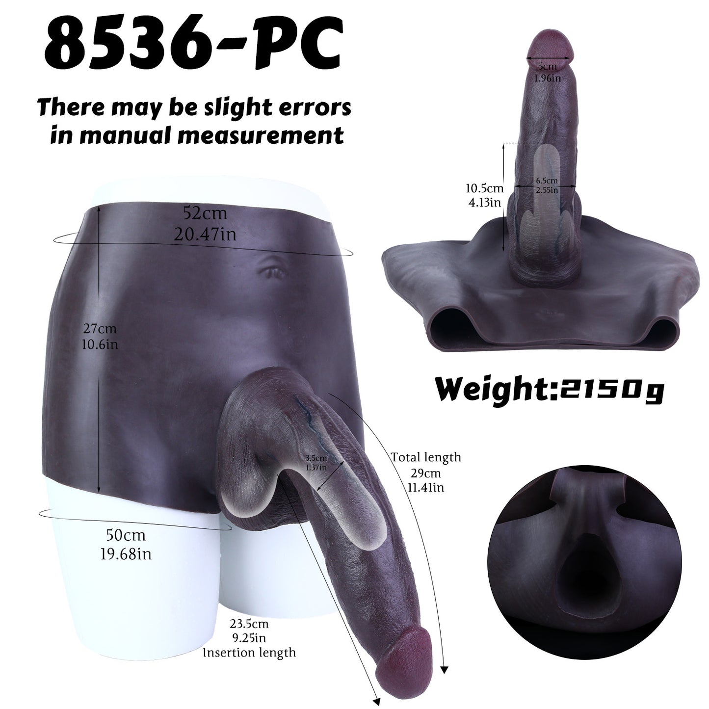 BBC Strap-On Dildo mit Hoden & Schwarzem Slip – Dunkelbraun, Blaues Venenrelief & Platin-Silikon für ED & Penisvergrößerung