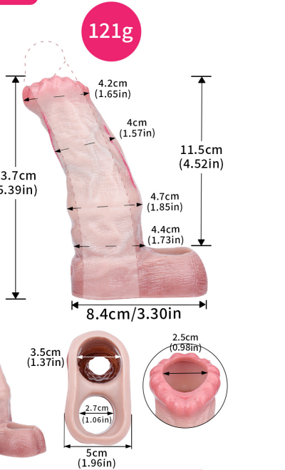 Realistic Penis Sleeve Platinum Silicone - Penis Extender & Thickener with Pored Skin Texture for Couples