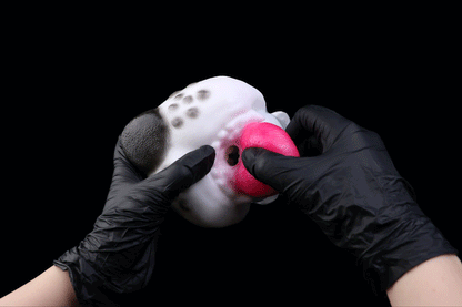 Pocket Pussy Dalmatiner-Hundemaul – Schwarze Nase, Graue Flecken, Pinke Zunge & Spiralkanal aus Platin-Silikon