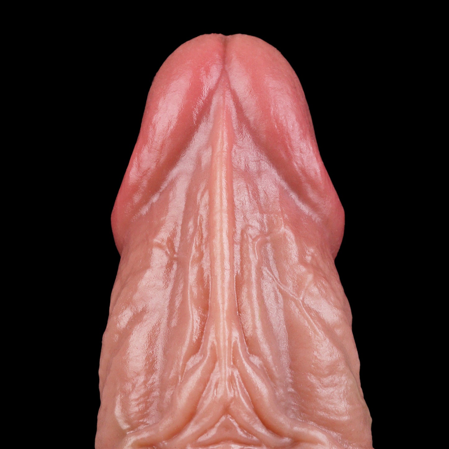 Penis Sleeve in Hell-Hautbraun mit Venenstruktur, Muskelrillen & Spritzsystem – Integrierter Fixierring, Gummibirne & Platin-Silikon