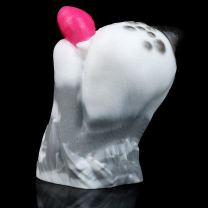 Pocket Pussy Dalmatiner-Hundemaul – Schwarze Nase, Graue Flecken, Pinke Zunge & Spiralkanal aus Platin-Silikon