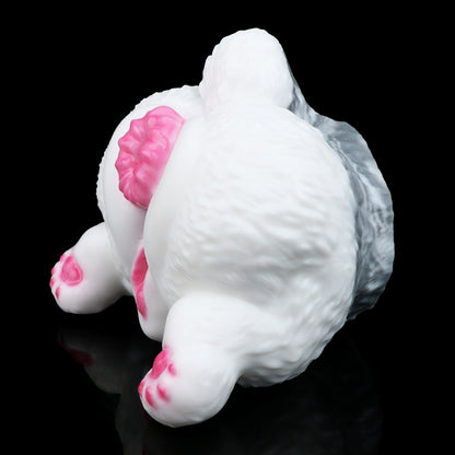 Schneehase Sexpuppe Halbkörper – Reinweiß & Tintenwolken, Rosenrosa Hasenbeine & Doppelkanal aus Platin-Silikon