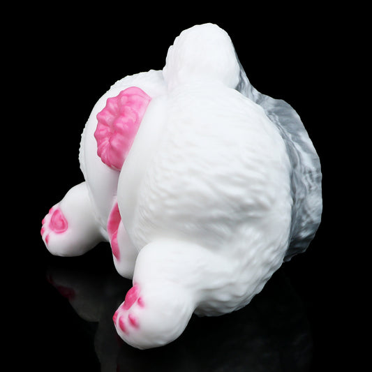 Schneehase Sexpuppe Halbkörper – Reinweiß & Tintenwolken, Rosenrosa Hasenbeine & Doppelkanal aus Platin-Silikon