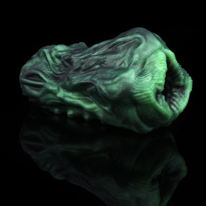 Alien Pocket Pussy mit Rautenöffnung – Biolumineszenz-Grün, Kontraktionsstruktur & Einzelkanal aus Platin-Silikon