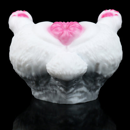 Schneehase Sexpuppe Halbkörper – Reinweiß & Tintenwolken, Rosenrosa Hasenbeine & Doppelkanal aus Platin-Silikon