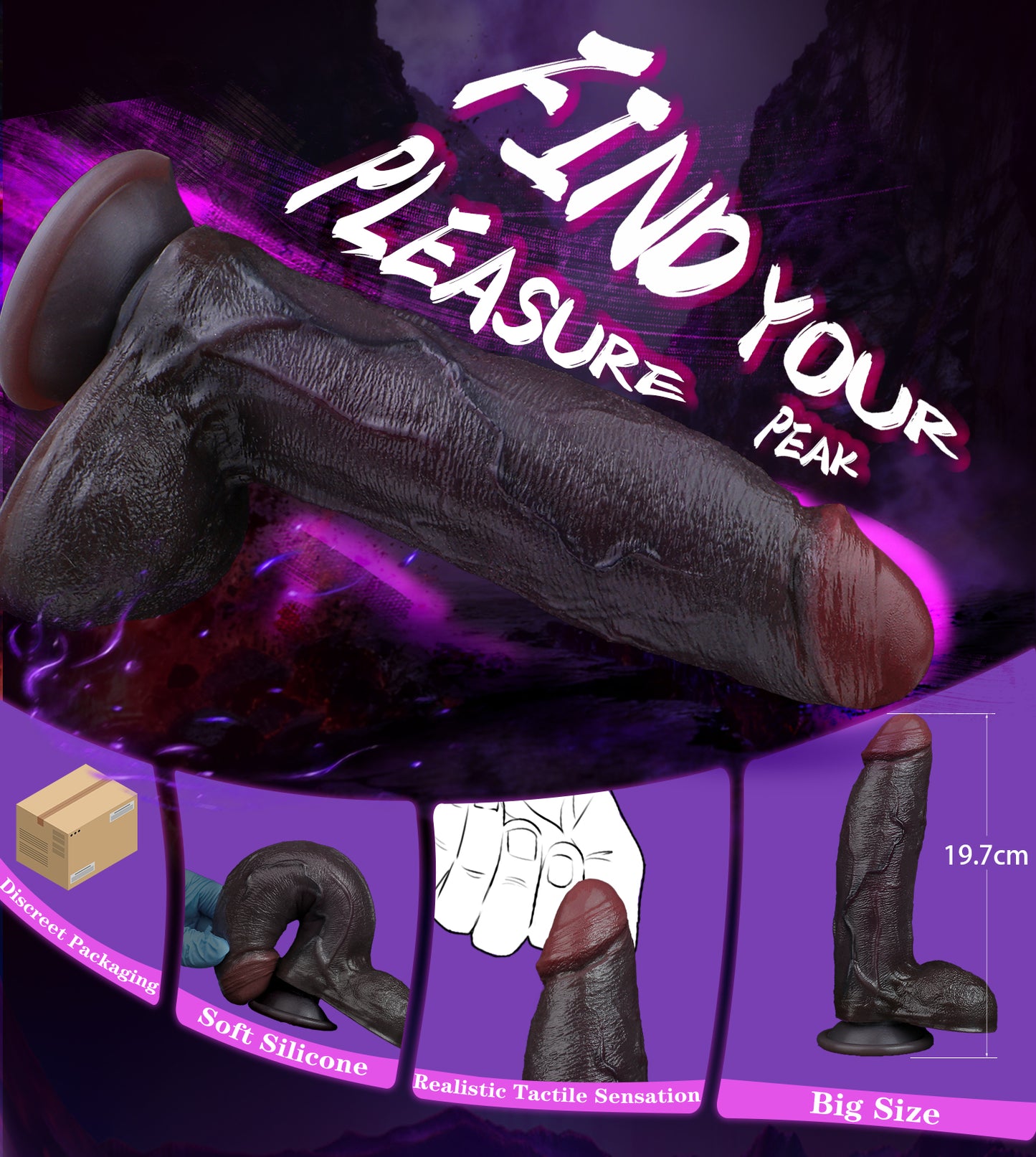 Lady Sex Big Black Cock Dildo - High-Quality Silicone Sex BBW High-Quality Silicone For All Those Seeking Stimulation