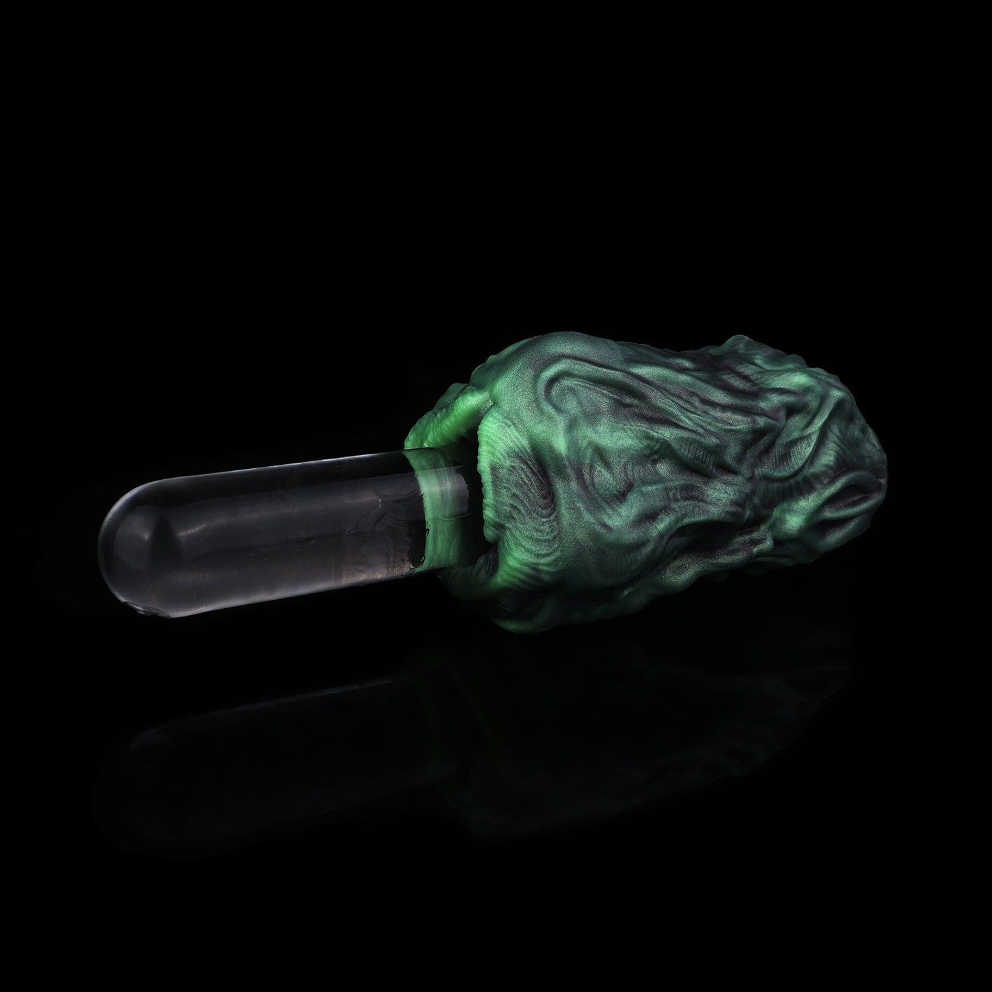 Alien Pocket Pussy mit Rautenöffnung – Biolumineszenz-Grün, Kontraktionsstruktur & Einzelkanal aus Platin-Silikon