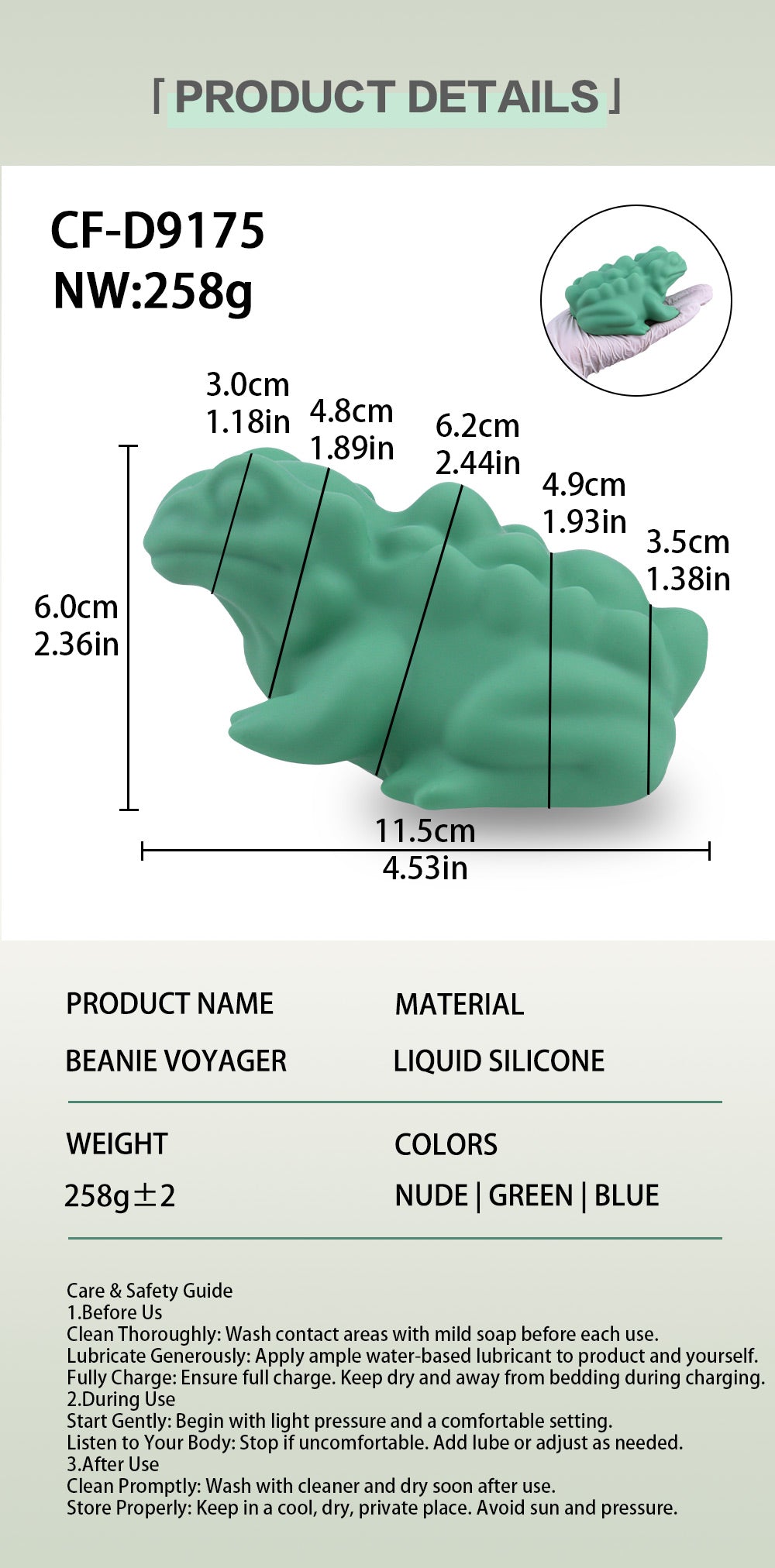 Vibrierender Frog Sex Grinder - Silikon Clitoral Grinder mit ergonomischem Frosch
