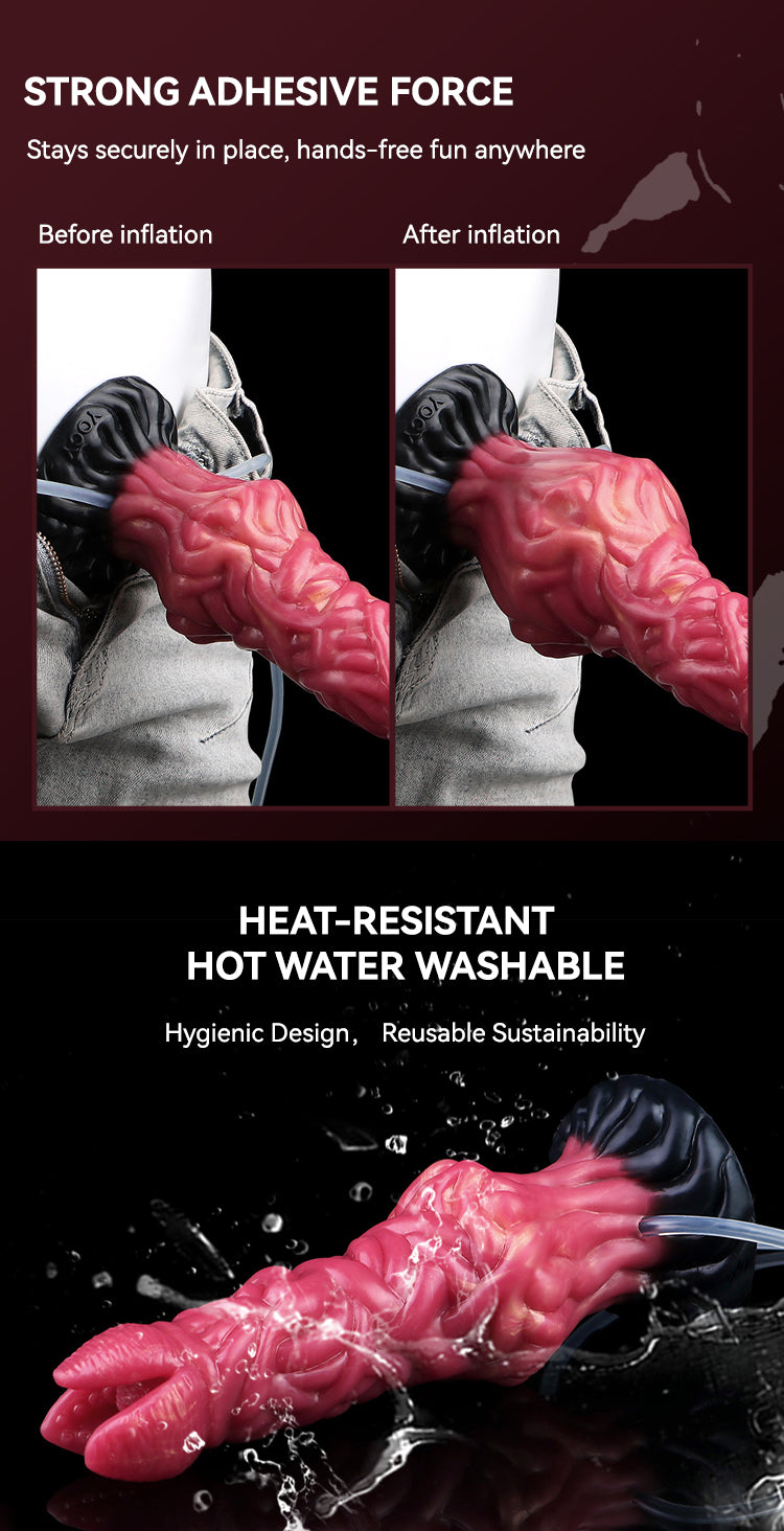 Fantasy Dildo Fork Tip – Inflatable, Squirt & Muscle Bundle Texture | SiliconeLust