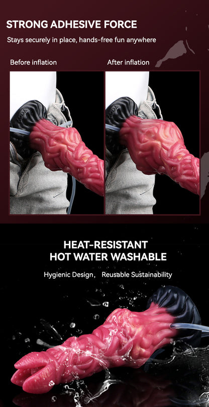 Fantasy Dildo Fork Tip – Inflatable, Squirt & Muscle Bundle Texture | SiliconeLust