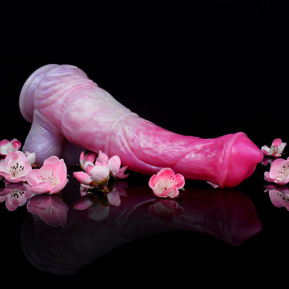 Fantasy Spiral Dildo aus Silikon - Schirmkopf Form mit gedrehtem Wirbelmuster in Pink