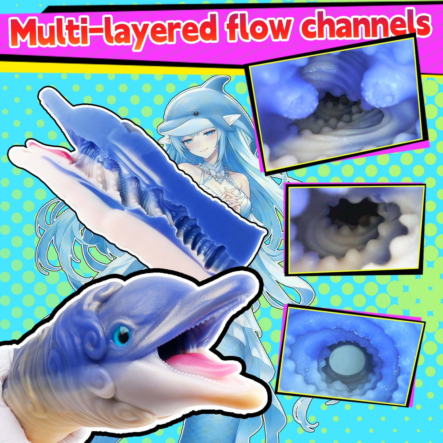 Deep Ocean Dolphin Masturbator – Pearl-Blue & Apricot Tenga Alternative for Orgasms