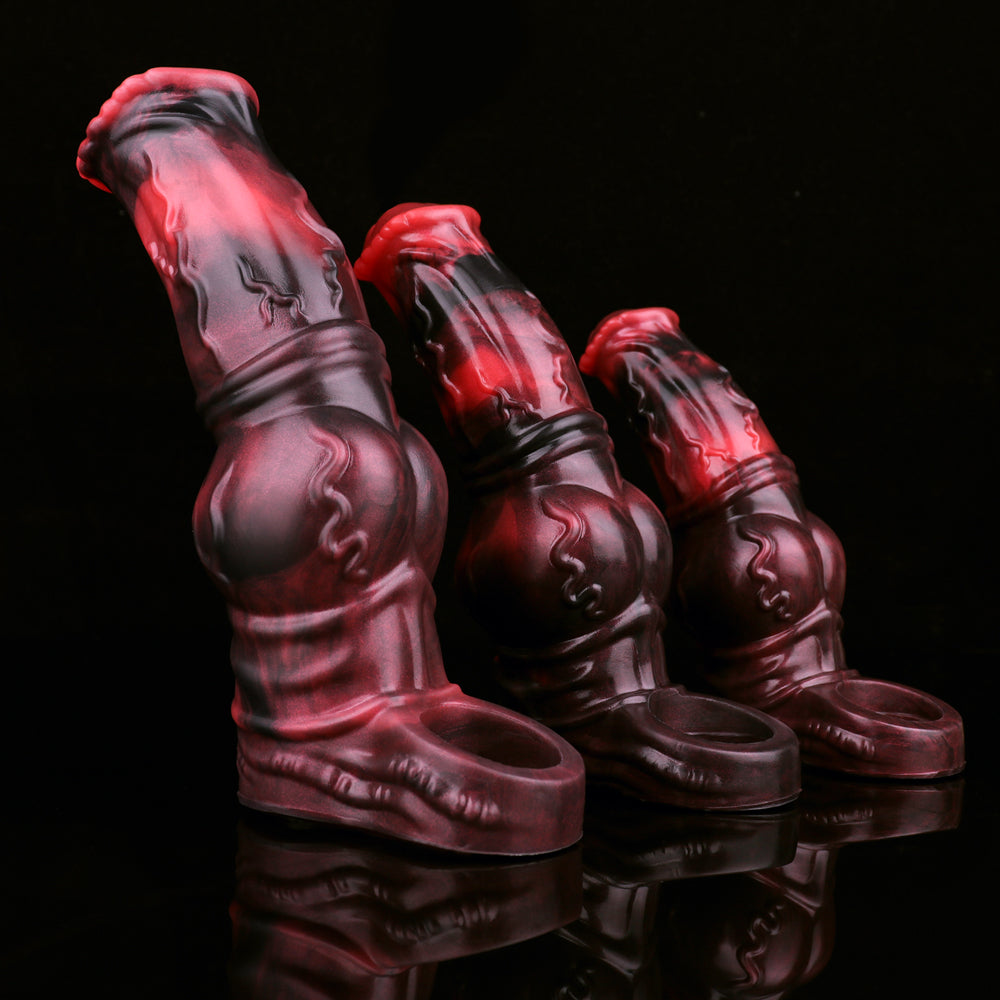 Penis Sleeve 20cm – Ball Knot Fetish Sleeve Ruby Red M/L/XL | SilikonLust