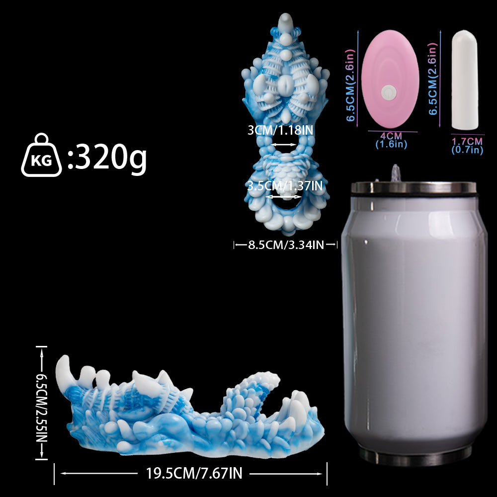 Tiefsee-Abgrund Grinding Toy – Eisblaues Platin-Silikon Sexspielzeug mit Doppelring-Funktion für Paare