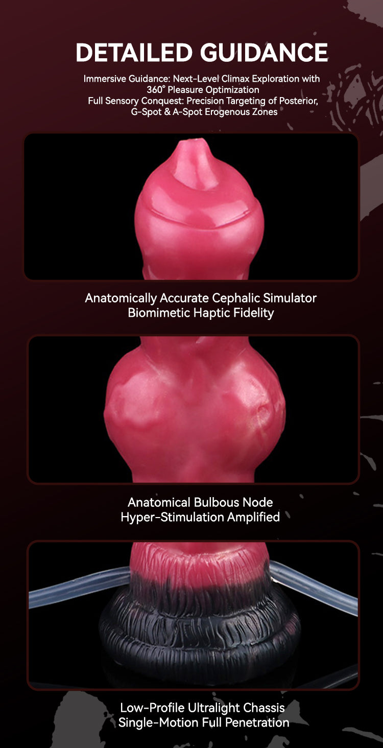 Flowing Contour Dildo Silicone - Creature Form Fist Tip Inflatable Base Knot Squirt Handsfree